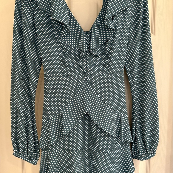 EXPRESS BLUE POLKA DOT MINI DRESS SIZE 4 FLIRTY SUMMER COUNTRY STYLE - Picture 8 of 8